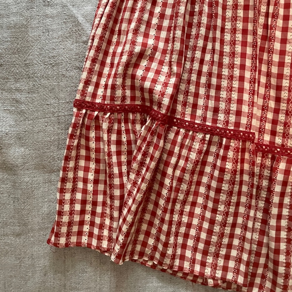 Red gingham tiered dress - Picture 2 of 4
